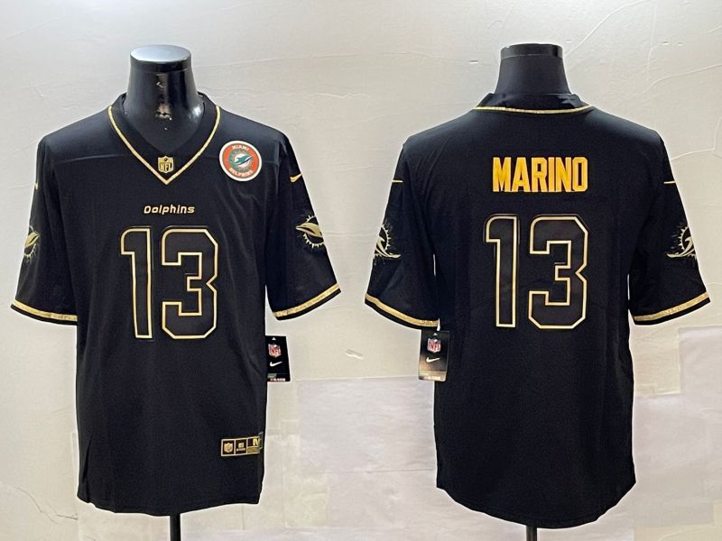 Men Miami Dolphins #13 Marino Black Gold Throwback 2024 Nike Limited NFL Jersey style 2->atlanta braves->MLB Jersey